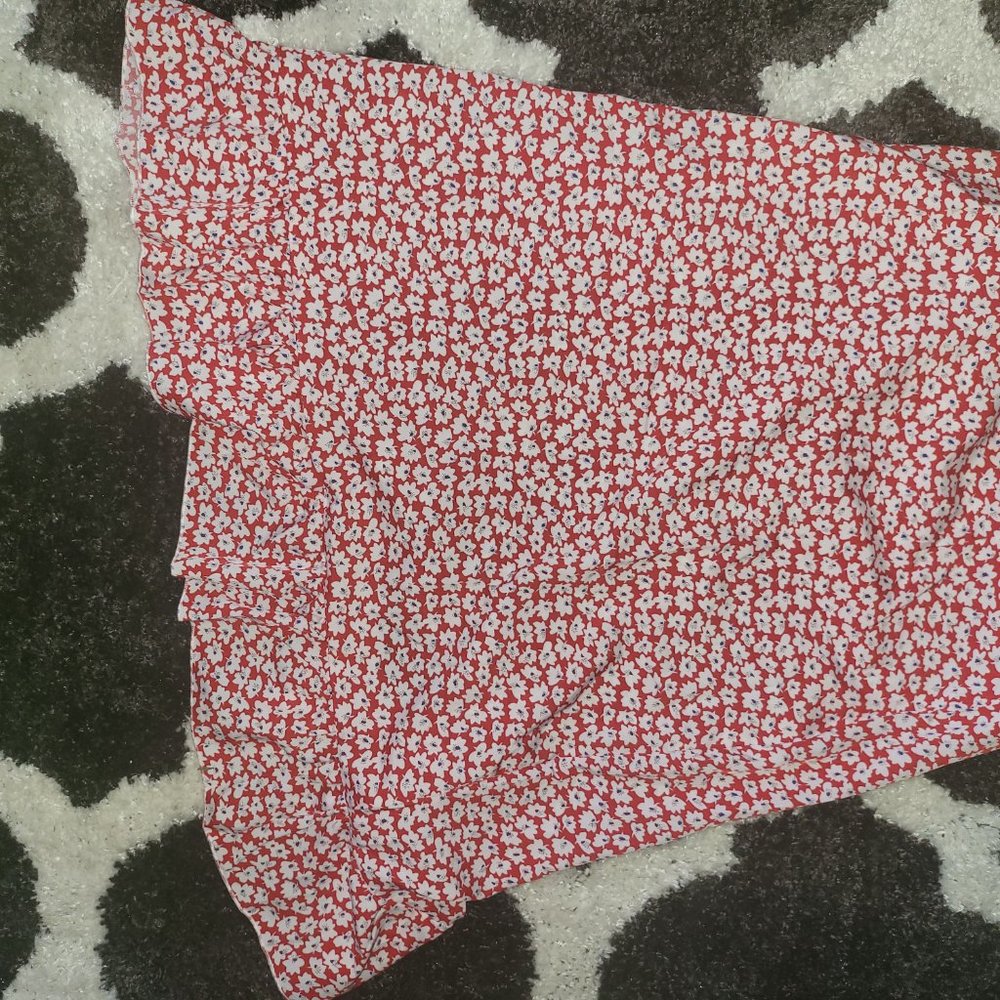 Flowy red floral skirt